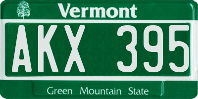 VT license plate AKX395
