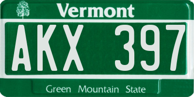 VT license plate AKX397