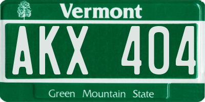VT license plate AKX404