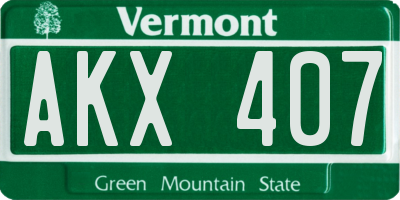 VT license plate AKX407