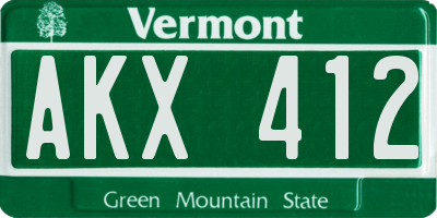 VT license plate AKX412