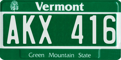 VT license plate AKX416