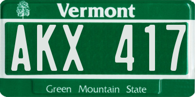 VT license plate AKX417