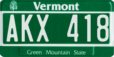 VT license plate AKX418