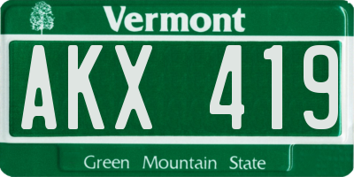 VT license plate AKX419