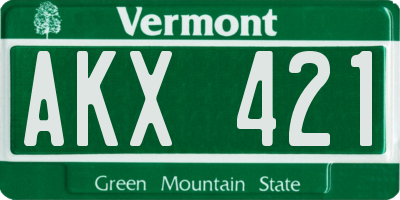 VT license plate AKX421