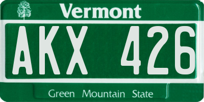 VT license plate AKX426