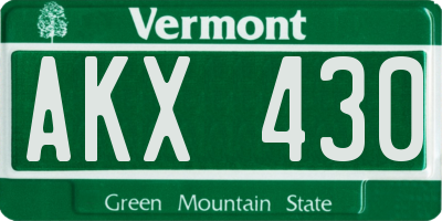 VT license plate AKX430