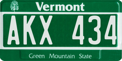 VT license plate AKX434