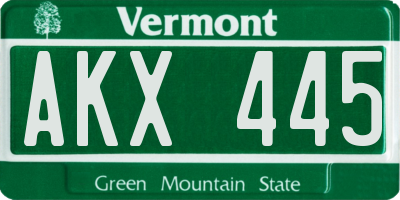 VT license plate AKX445