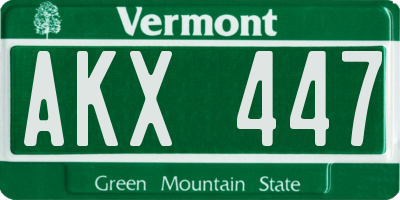 VT license plate AKX447