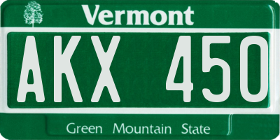 VT license plate AKX450