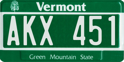 VT license plate AKX451