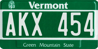 VT license plate AKX454