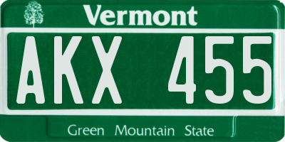 VT license plate AKX455