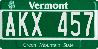VT license plate AKX457