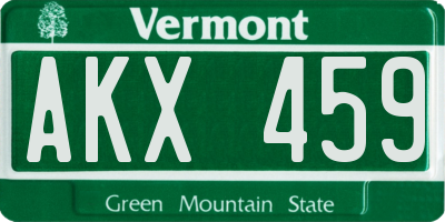 VT license plate AKX459