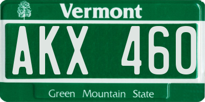 VT license plate AKX460