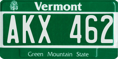 VT license plate AKX462