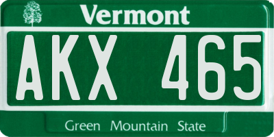 VT license plate AKX465
