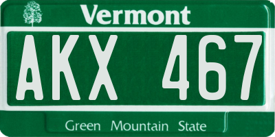 VT license plate AKX467