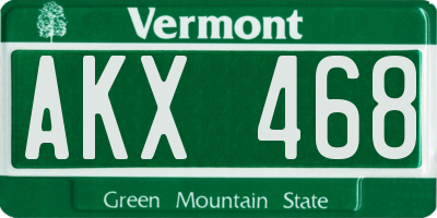 VT license plate AKX468