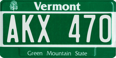 VT license plate AKX470