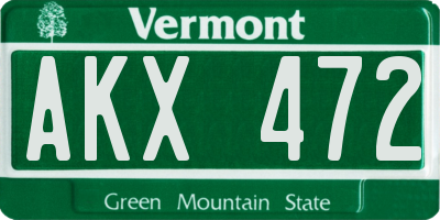 VT license plate AKX472