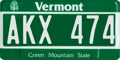 VT license plate AKX474