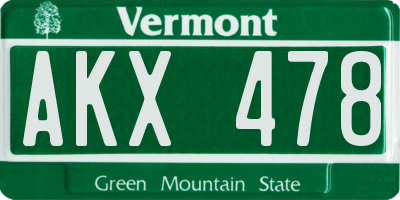 VT license plate AKX478