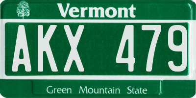 VT license plate AKX479
