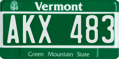 VT license plate AKX483
