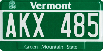 VT license plate AKX485