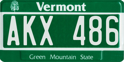 VT license plate AKX486