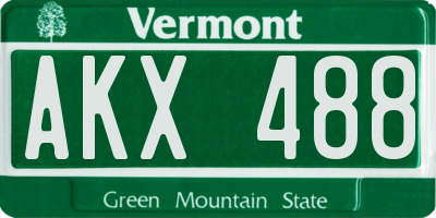 VT license plate AKX488