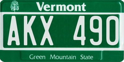 VT license plate AKX490