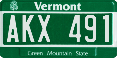 VT license plate AKX491