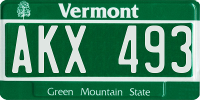 VT license plate AKX493