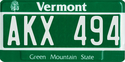 VT license plate AKX494
