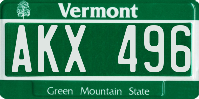 VT license plate AKX496