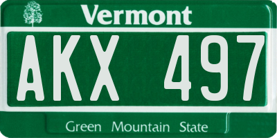 VT license plate AKX497