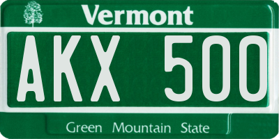 VT license plate AKX500