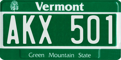 VT license plate AKX501