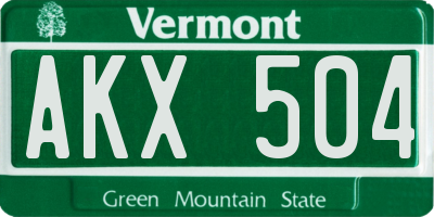 VT license plate AKX504