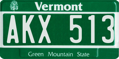 VT license plate AKX513