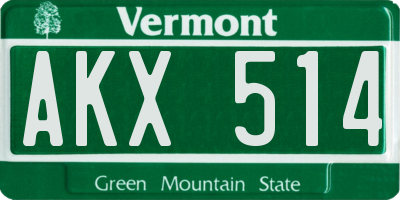 VT license plate AKX514