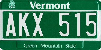 VT license plate AKX515