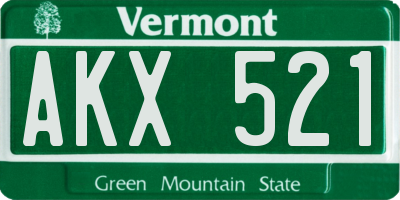 VT license plate AKX521
