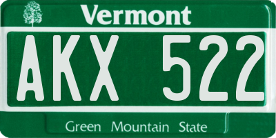 VT license plate AKX522
