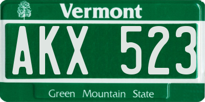 VT license plate AKX523